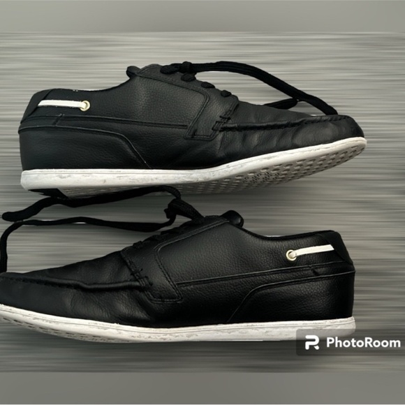 Lacoste Dreyfus AP black leather w/white trim men size 9 - Picture 5 of 7